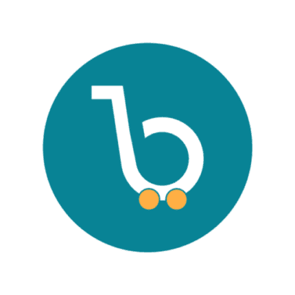 a white and orange logo on a blue circle